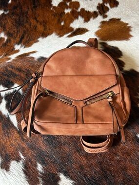 (3 for $25) Women’s Tan Suede Mini Backpack - Stylish Everyday Bag